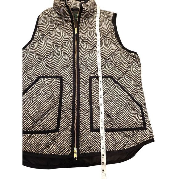 J.Crew Down Filled Vest herringbone black white pattern womens Small Quilted - Picture 4 of 9
